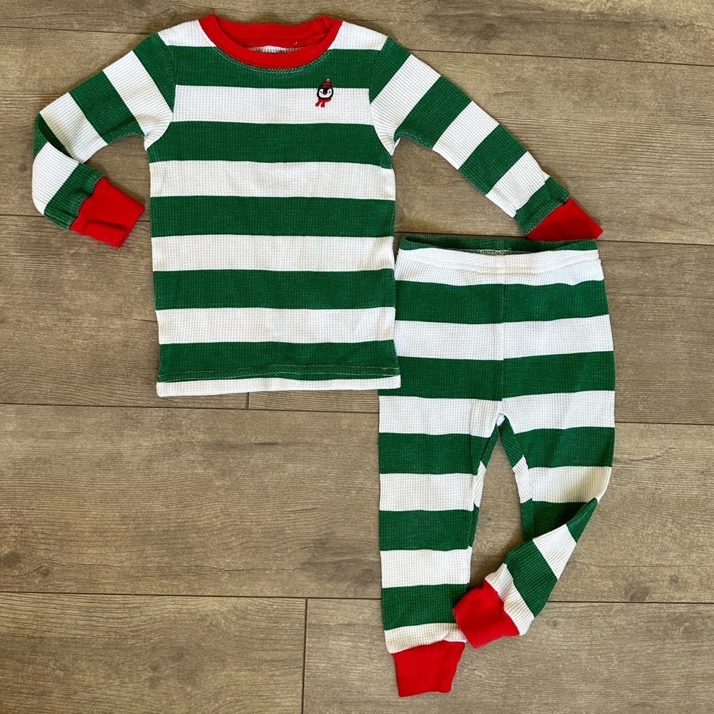 Carter’s 2 Piece Christmas Striped Panama Set 12 Months 
Euc